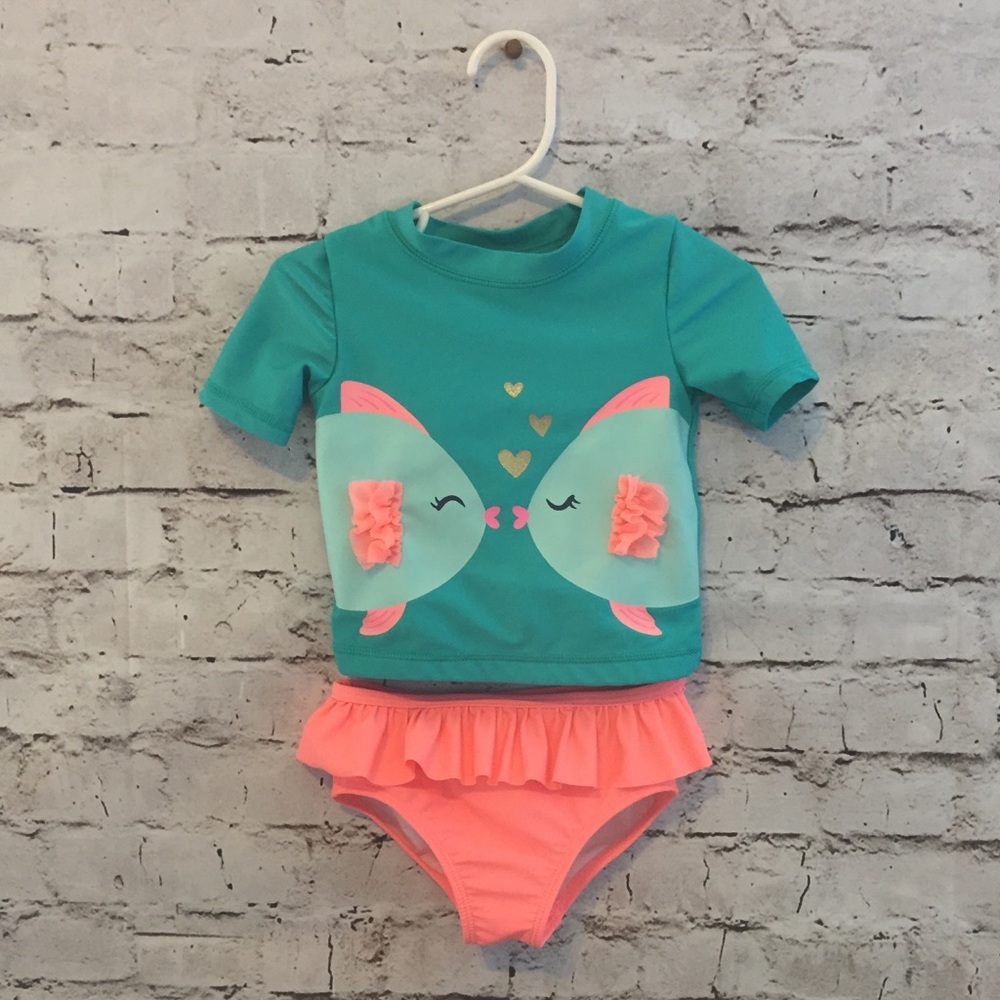 Carter’s Girls 2 Piece Rash Guard Swim Suit 18M